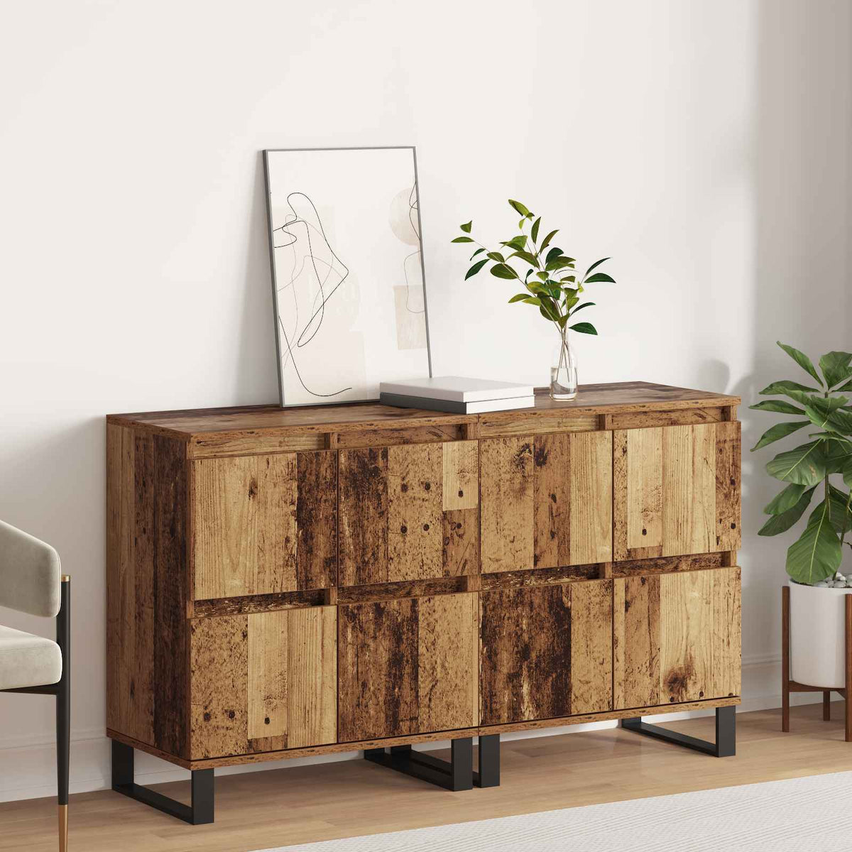 Sideboard 2 stk. Gammelt træ 60 x 35 x 70 cm