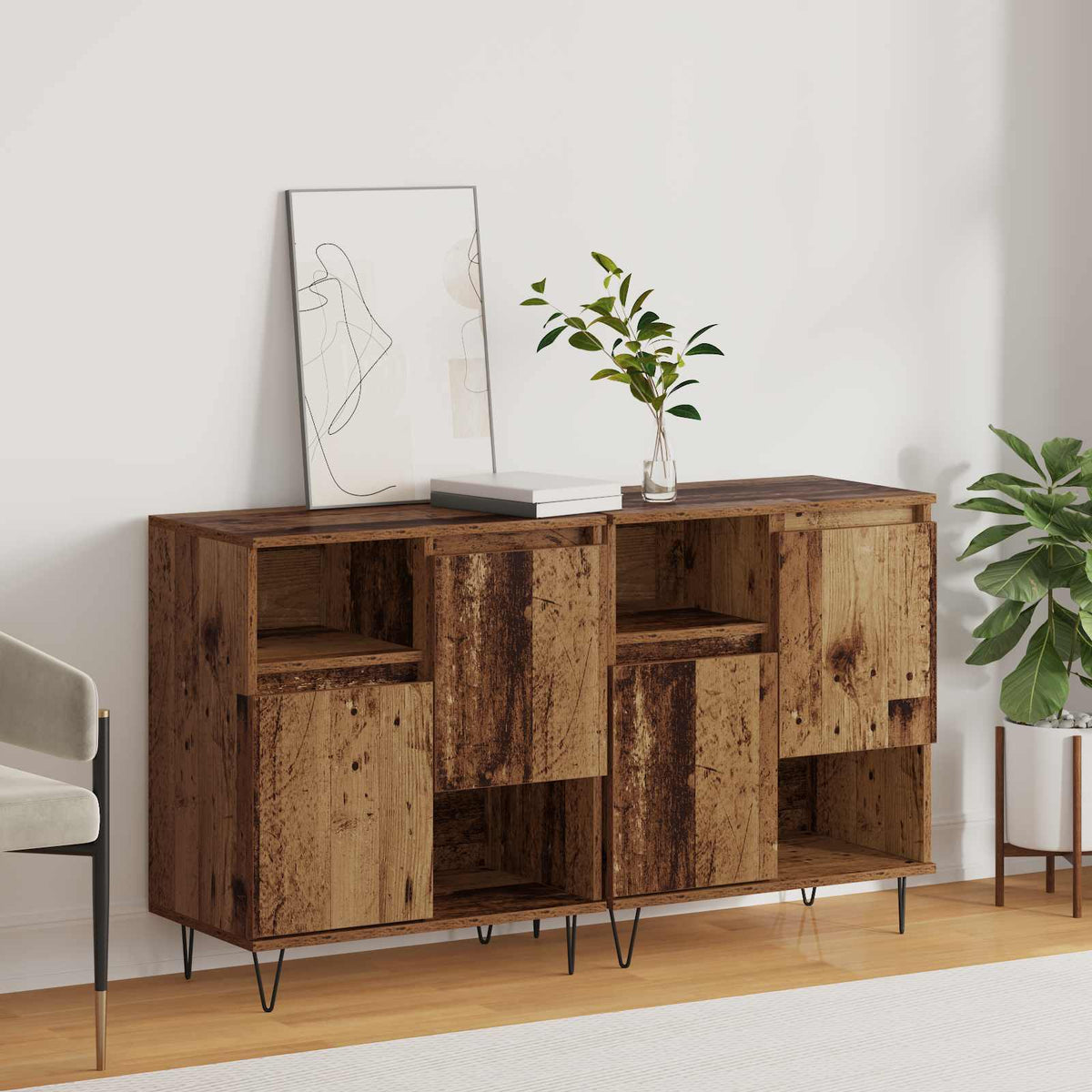 Sideboard 2 stk. Gammelt træ 60 x 35 x 70 cm