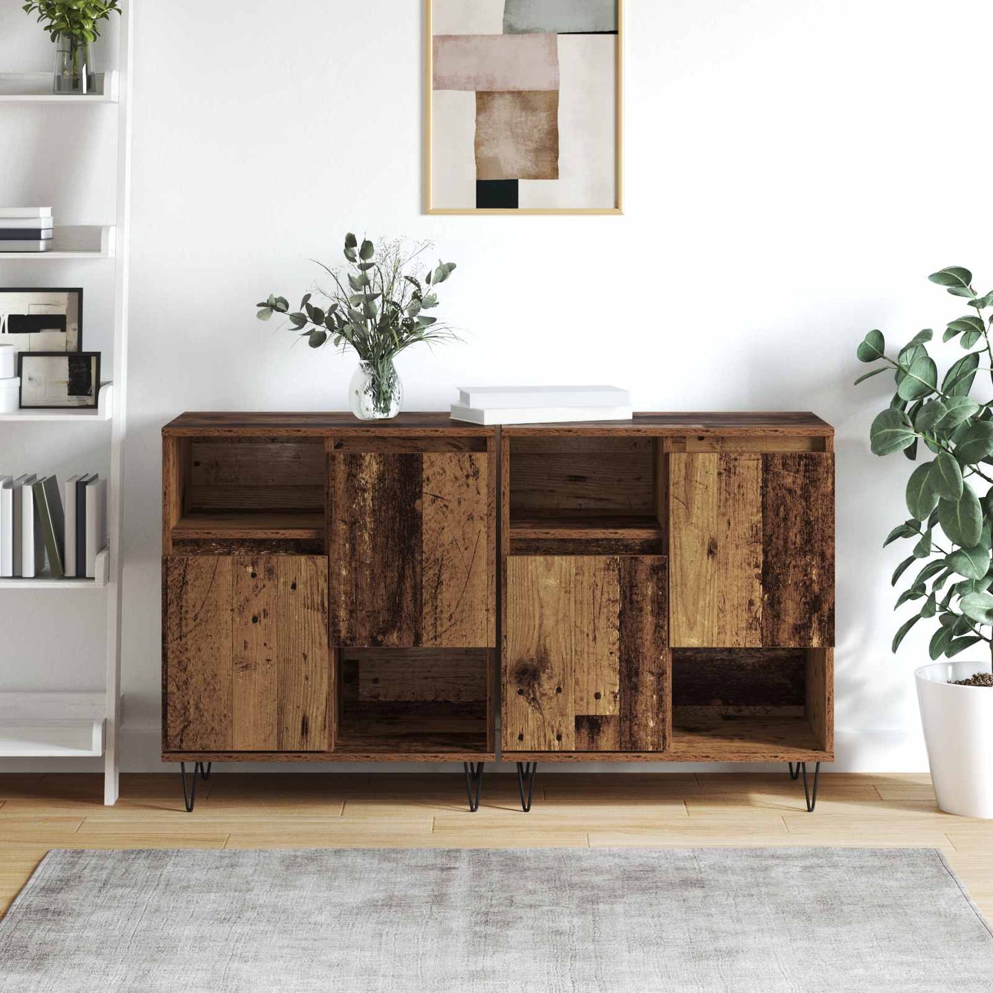 Sideboard 2 stk. Gammelt træ 60 x 35 x 70 cm