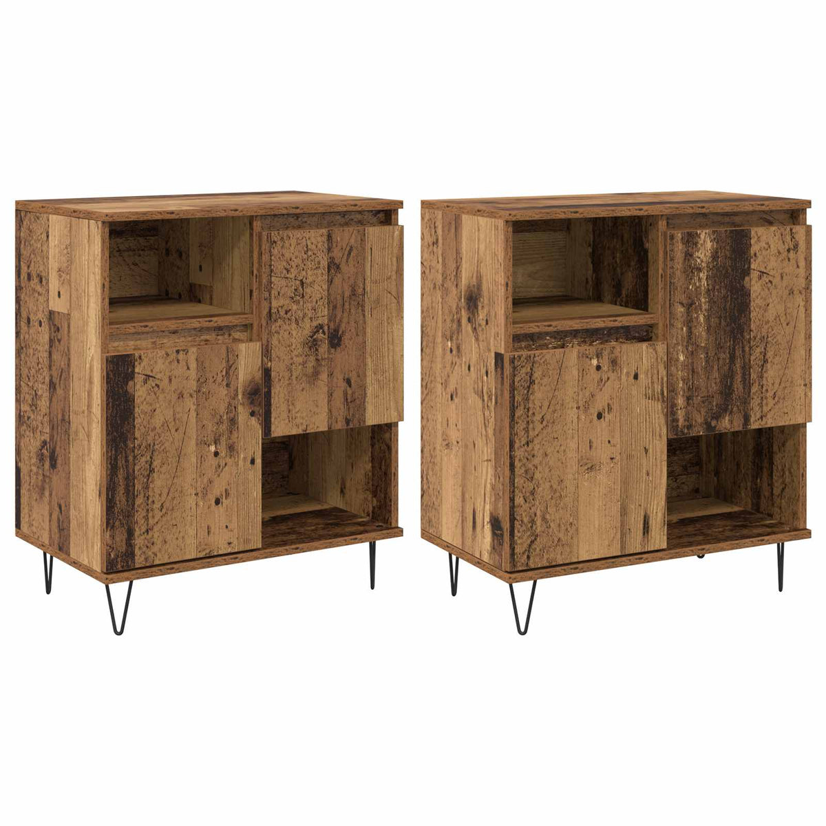 Sideboard 2 stk. Gammelt træ 60 x 35 x 70 cm