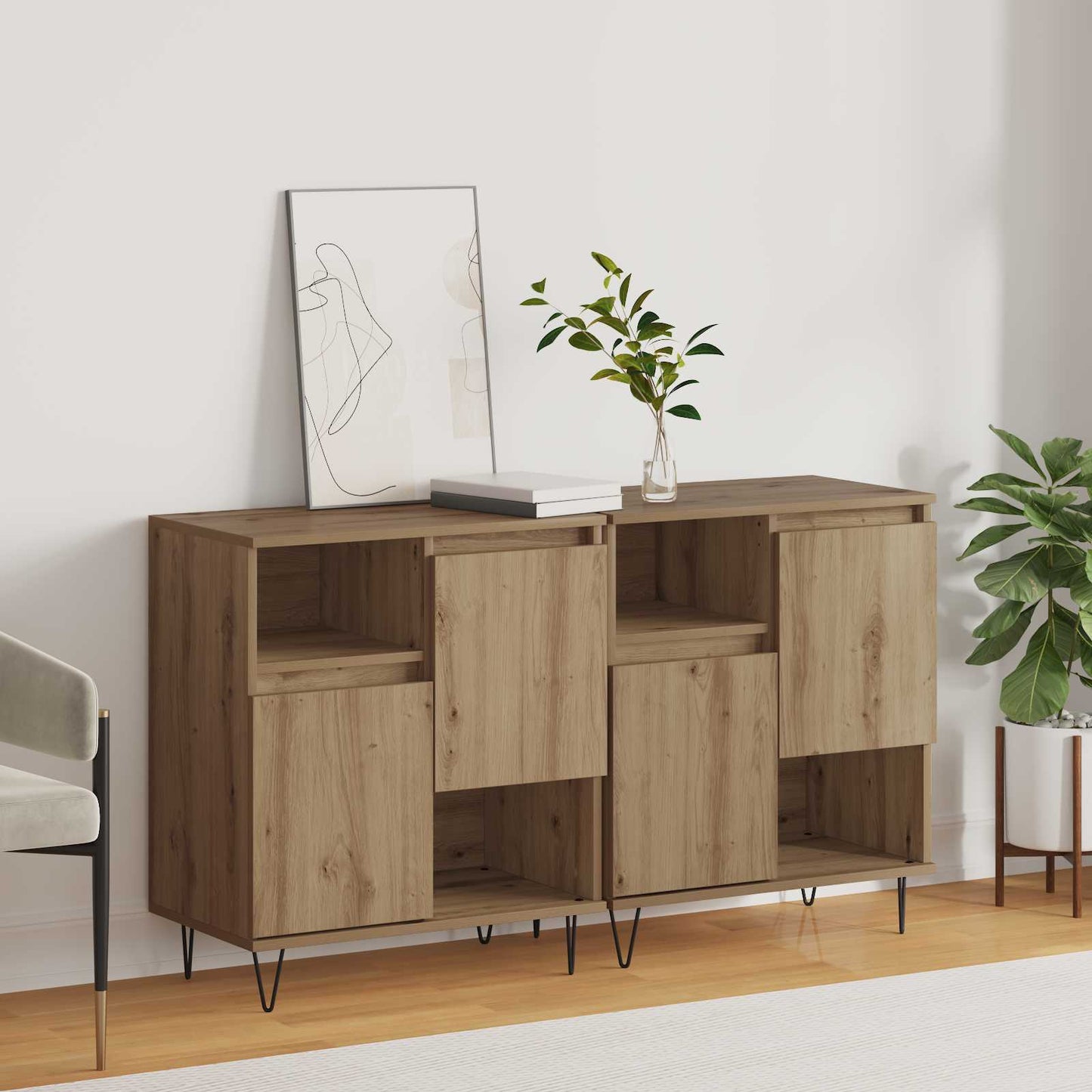 Sideboard 2 stk. Artisan Egetræ 60 x 35 x 70 cm