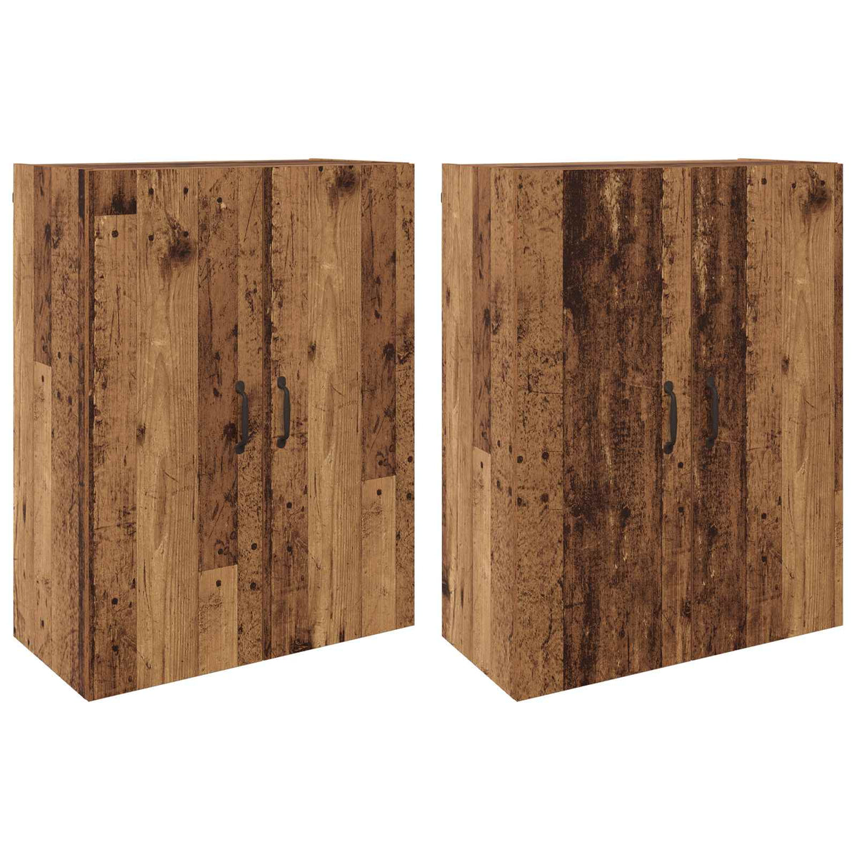 Vægmonteret skab 2 stk. Gammelt træ 69,5 x 34 x 90 cm
