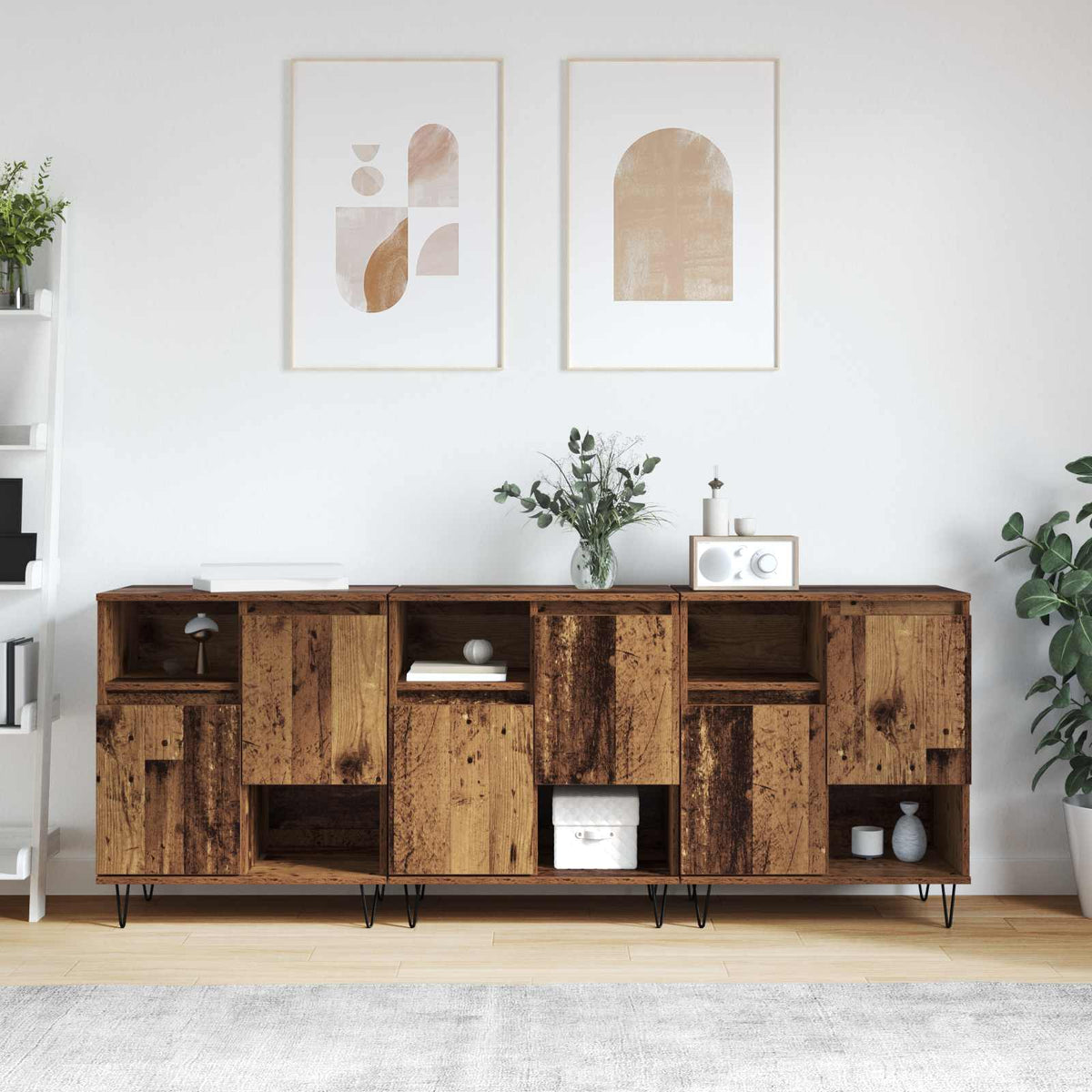 Sideboard 3 stk. Gammelt træ 60 x 35 x 70 cm