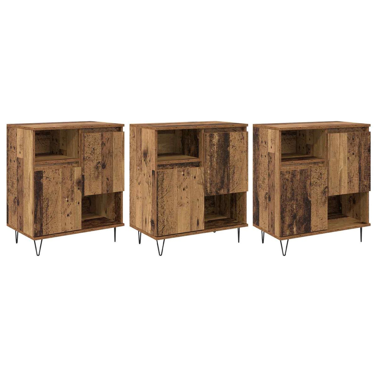 Sideboard 3 stk. Gammelt træ 60 x 35 x 70 cm