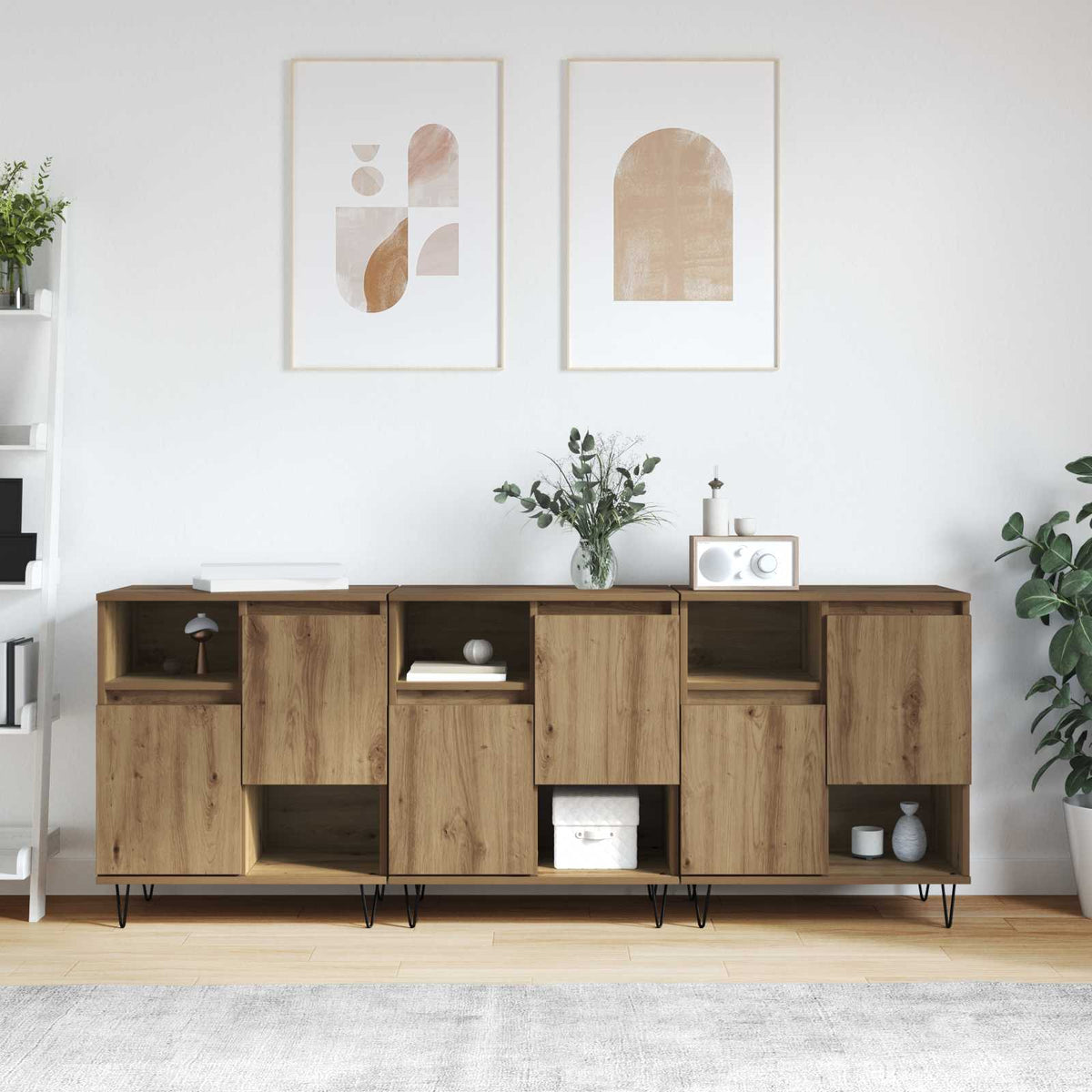 Sideboard 3 stk. Artisan Egetræ 60 x 35 x 70 cm