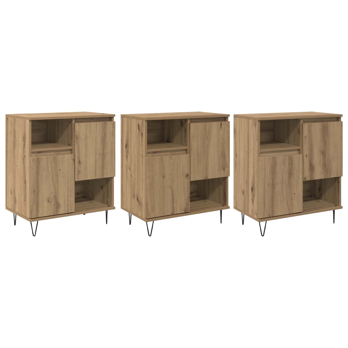 Sideboard 3 stk. Artisan Egetræ 60 x 35 x 70 cm