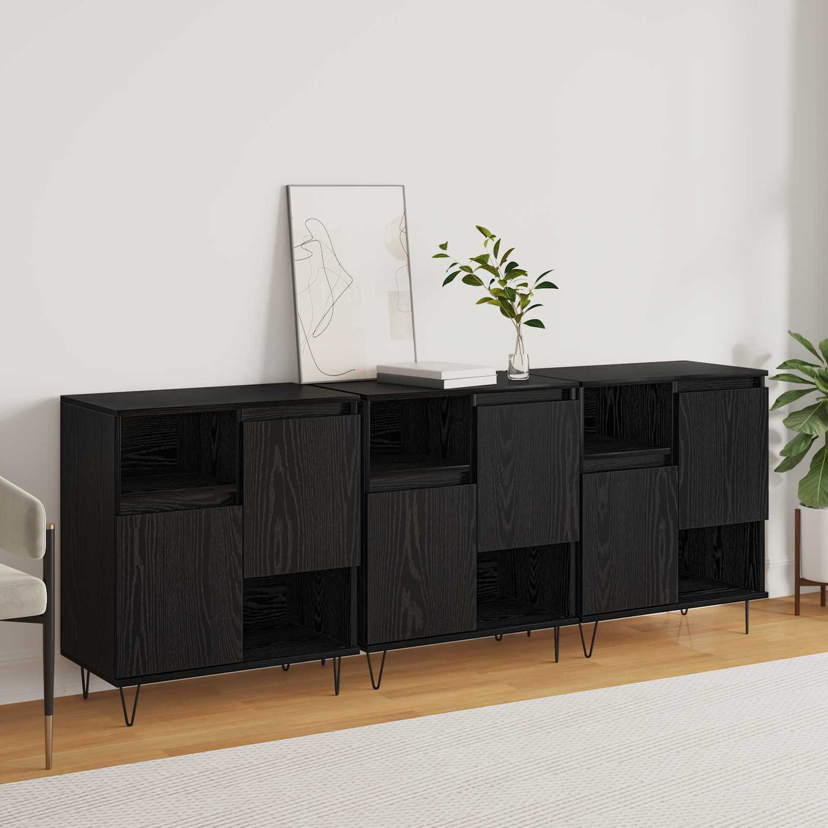 Sideboard 3 stk. Sort eg 60 x 35 x 70 cm