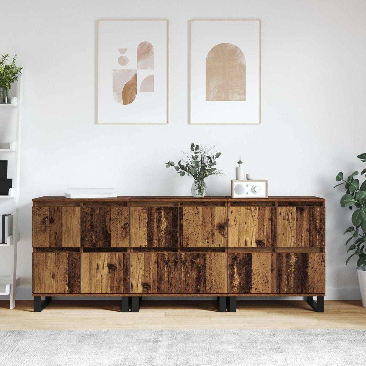 Sideboard 3 stk. Gammelt træ 60 x 35 x 70 cm