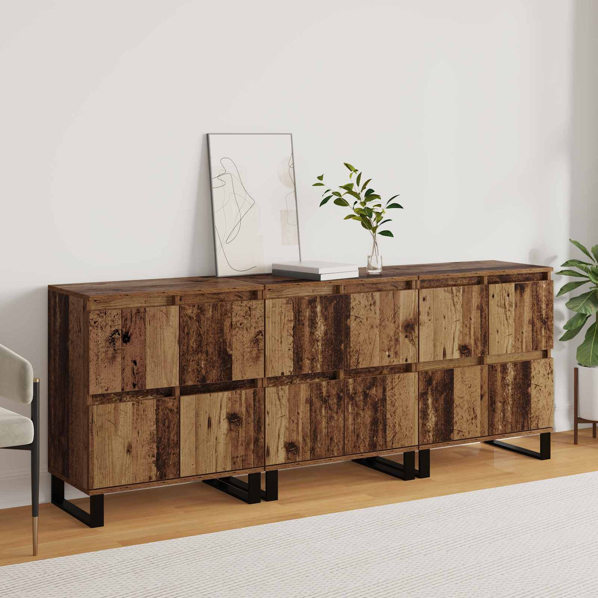 Sideboard 3 stk. Gammelt træ 60 x 35 x 70 cm