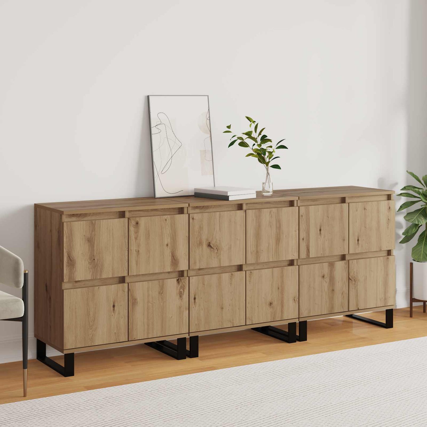 Sideboard 3 stk. Artisan Egetræ 60 x 35 x 70 cm