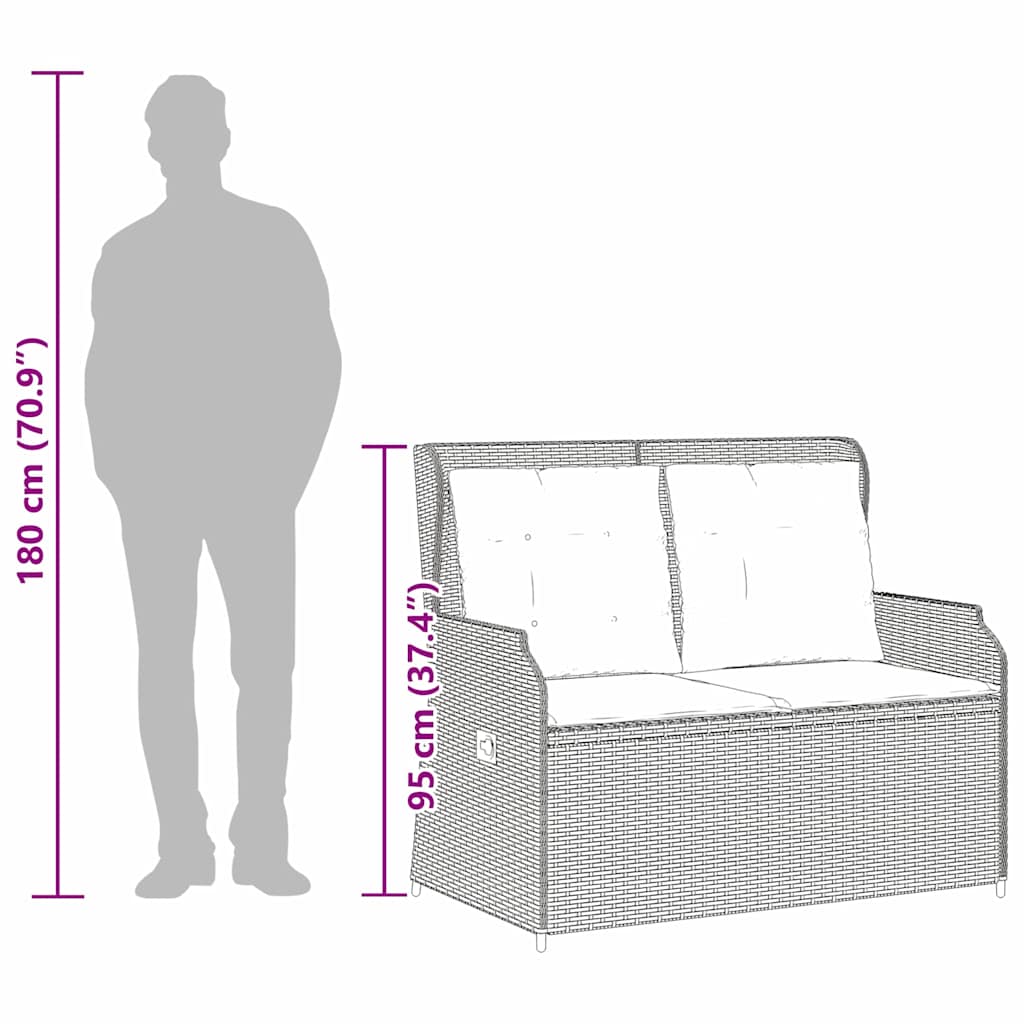 Havebænk Sort polyrattan