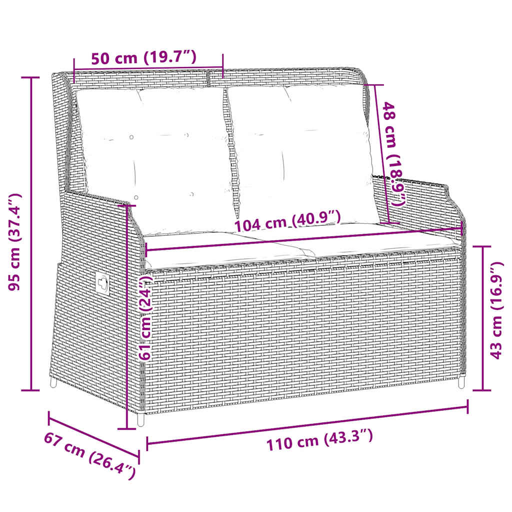 Havebænk Sort polyrattan