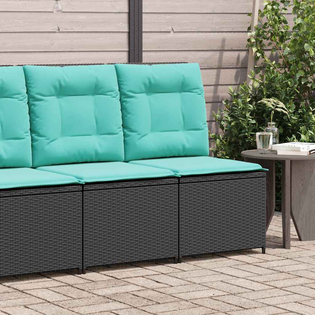 Havemøbelsofa med pude Sort og turkis polyrattan