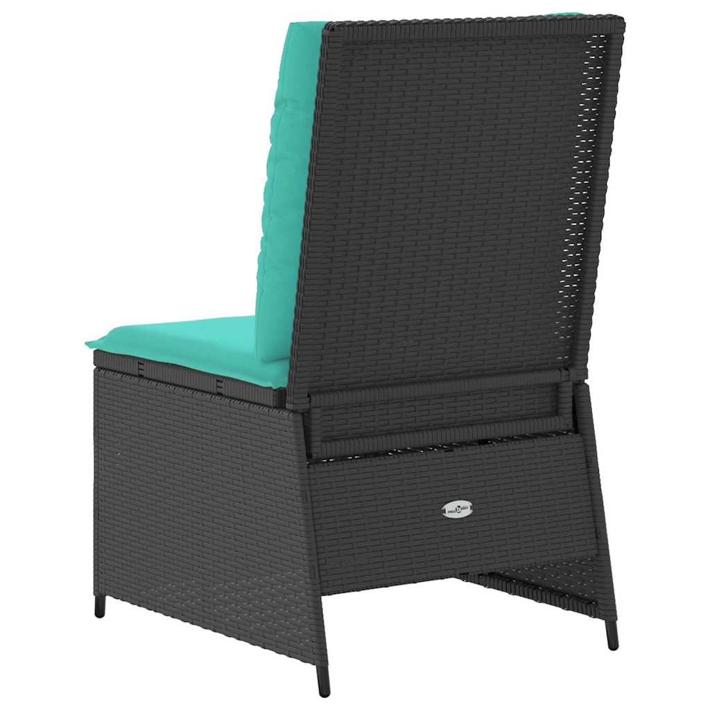 Havemøbelsofa med pude Sort og turkis polyrattan
