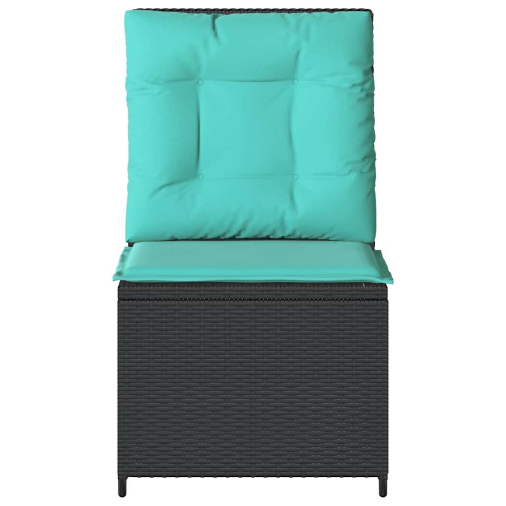 Havemøbelsofa med pude Sort og turkis polyrattan