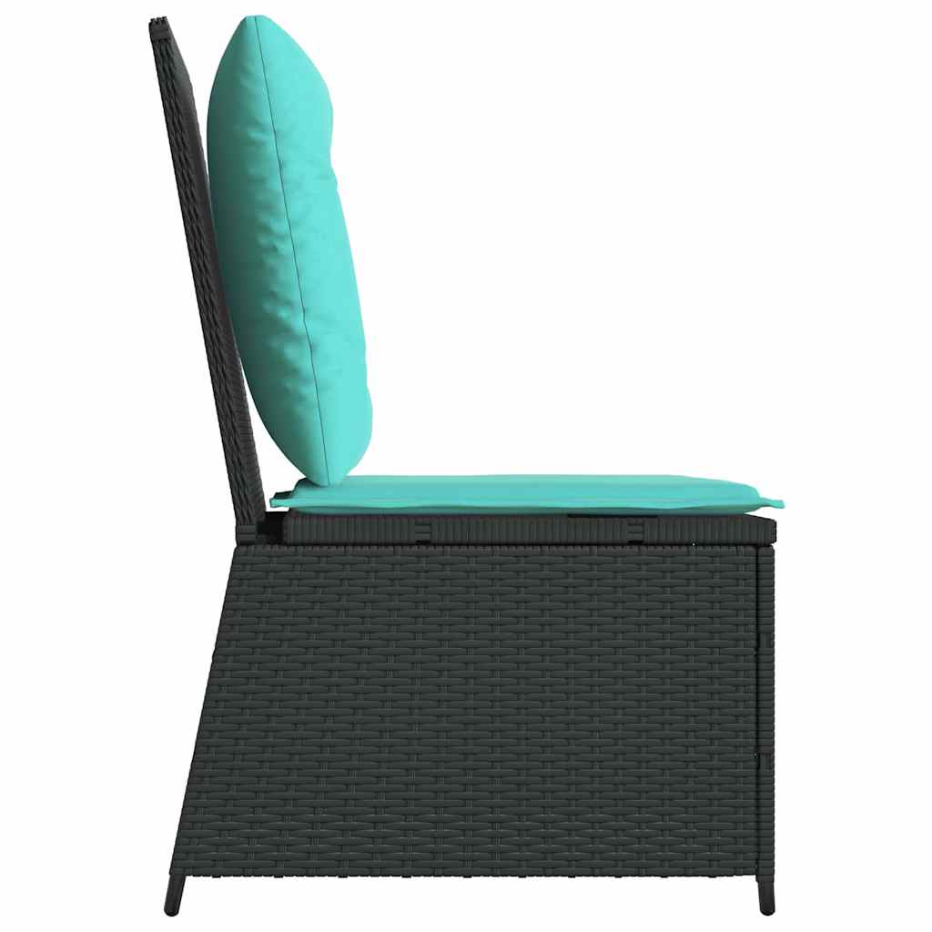 Havemøbelsofa med pude Sort og turkis polyrattan