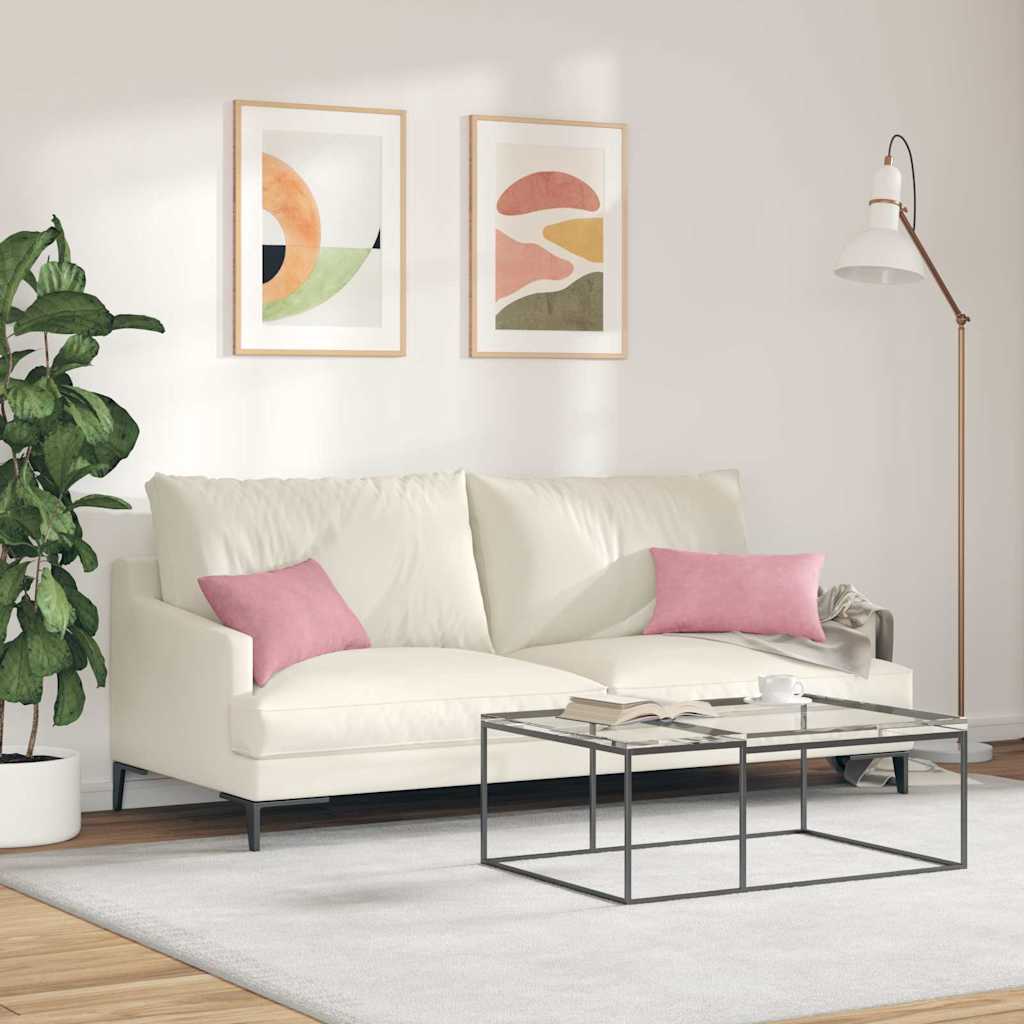 Sofapuder 2 pcs Lyserød 50 x 30 cm Velourstof