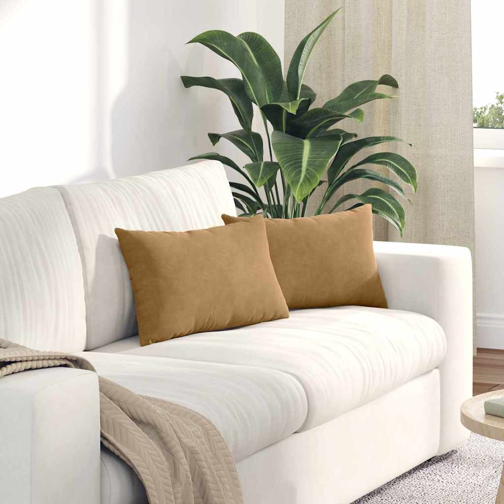 Sofapuder 2 pcs Brun 50 x 30 cm Velourstof