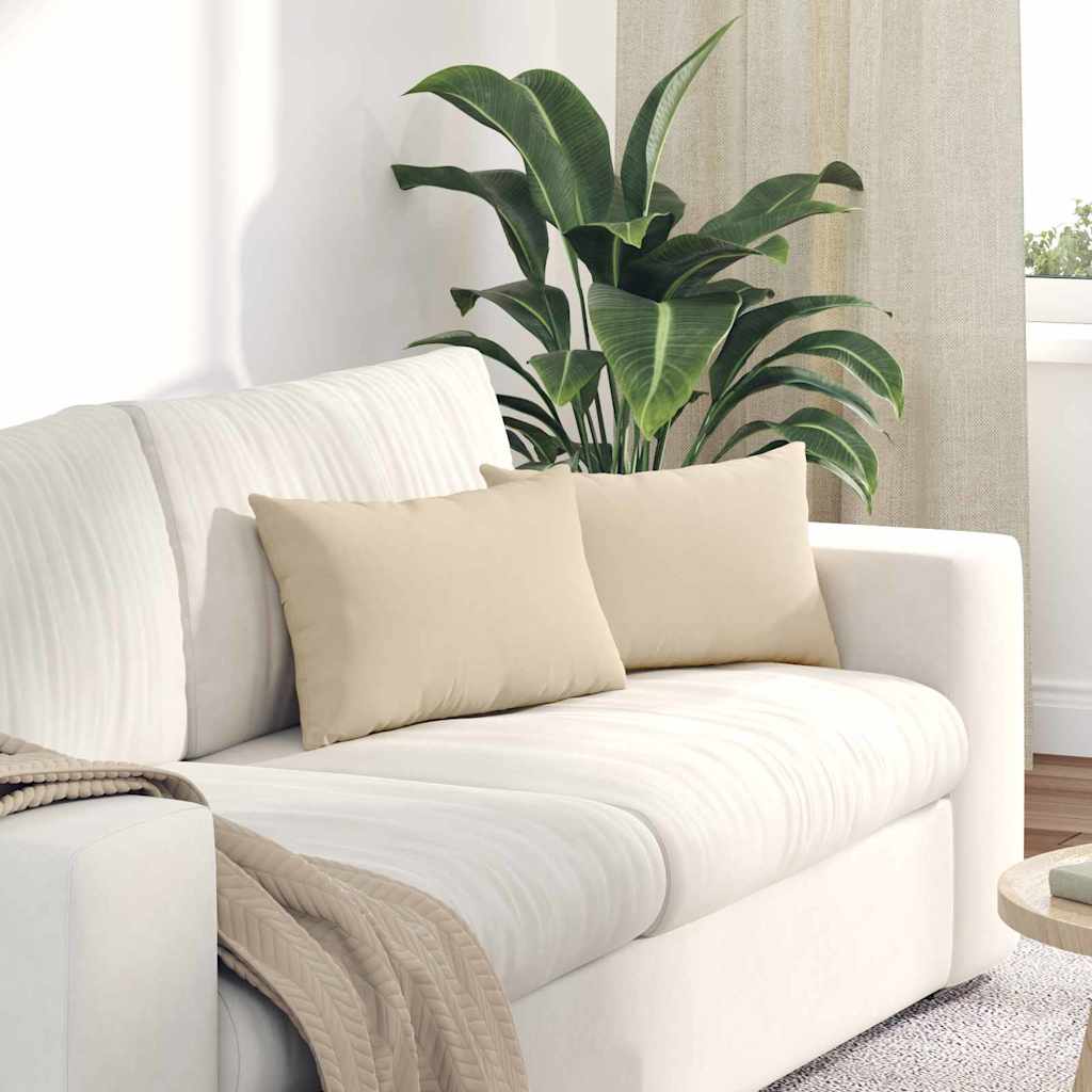 Sofapuder 2 stk. Stof Creme 50 x 30 cm