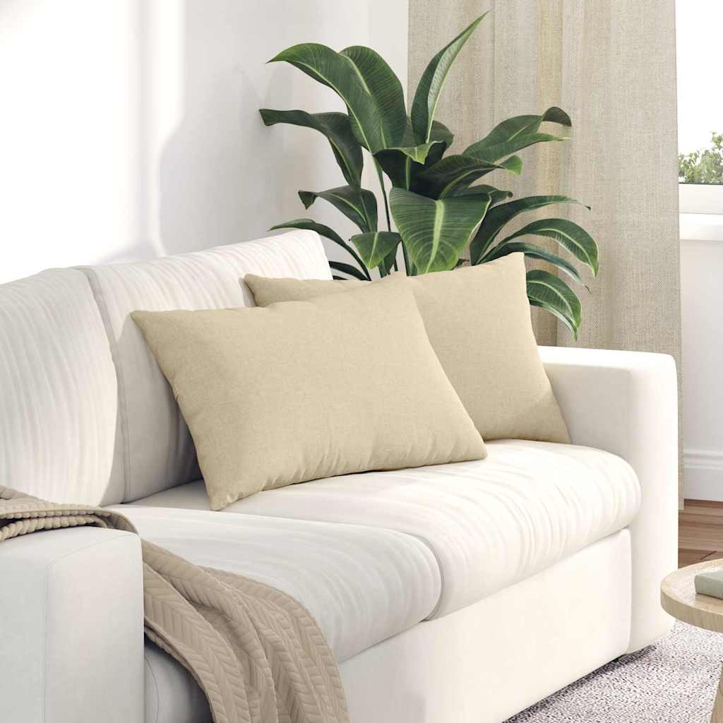 Sofapuder 2 stk. Stof Creme 60 x 40 cm