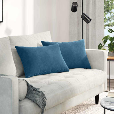 Sofapuder 2 pcs Blå 60 x 40 cm Velourstof