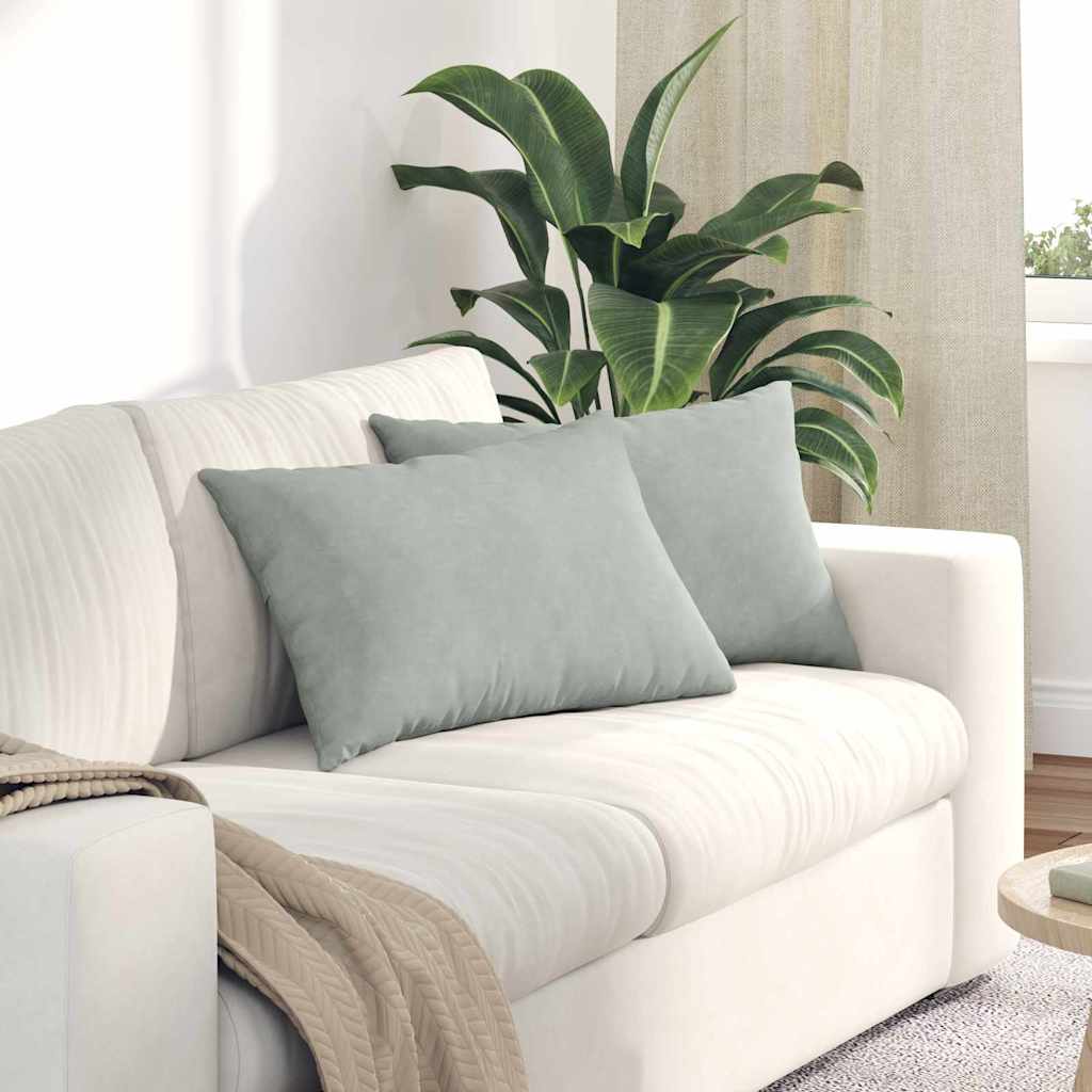 Sofapuder 2 pcs Lysegrå 60 x 40 cm Velourstof