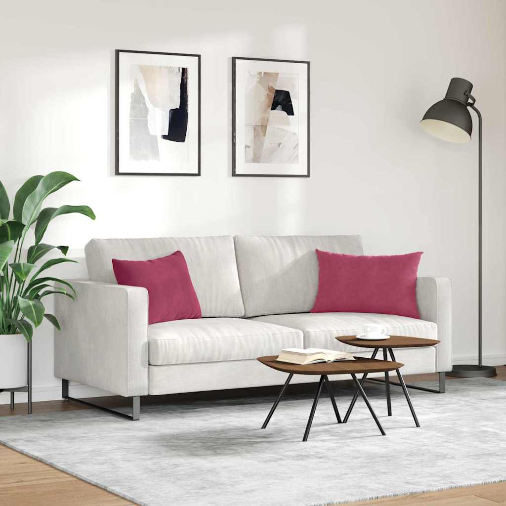 Sofapuder 2 pcs Vinrød 60 x 40 cm Velourstof