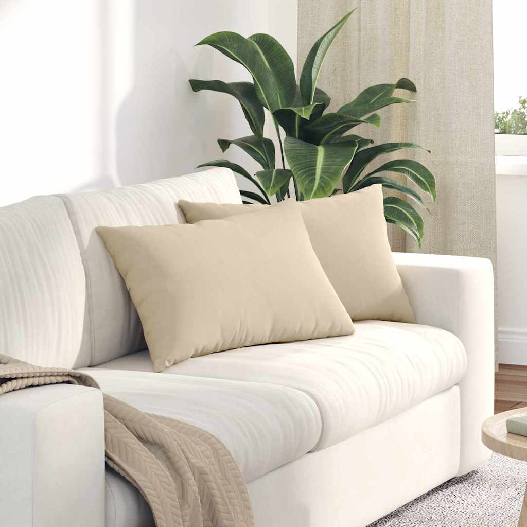 Sofapuder 2 stk. Stof Creme 60 x 40 cm