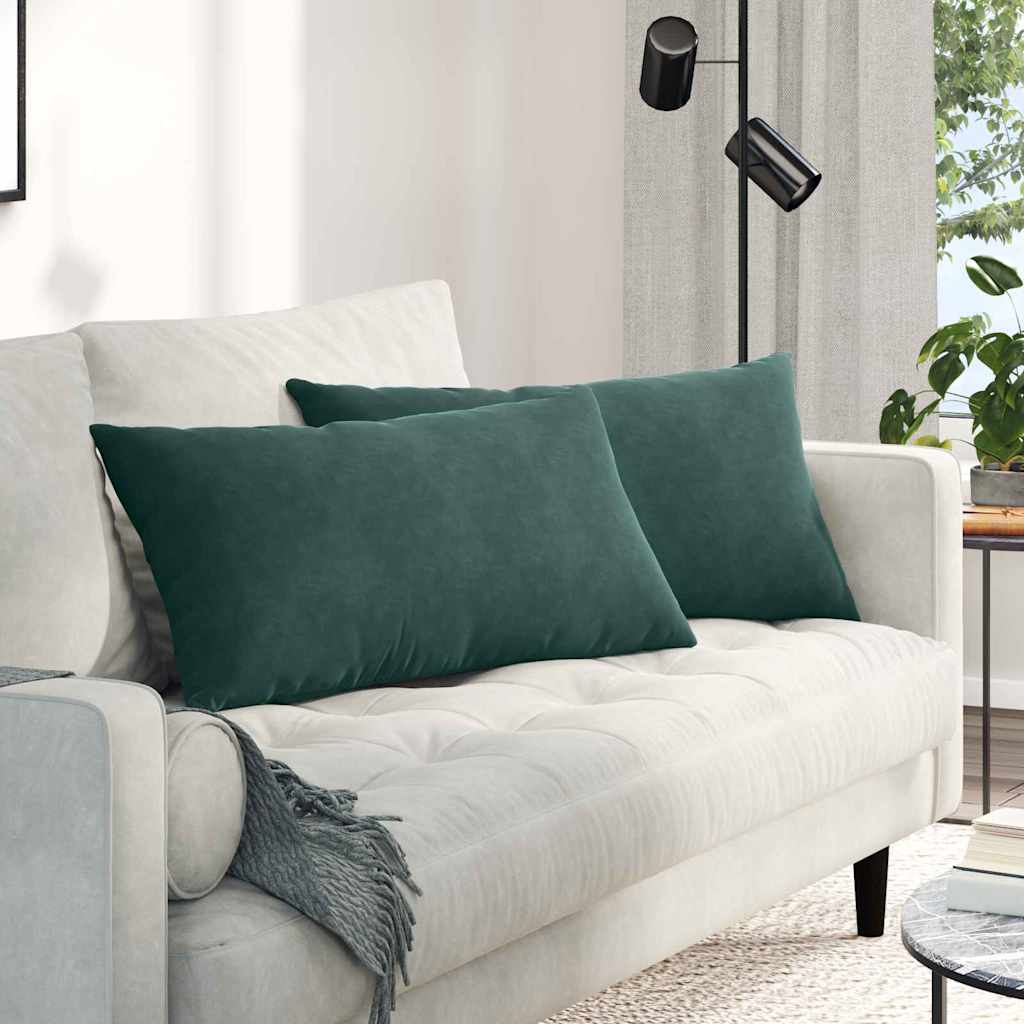 Sofapuder 2 pcs Mørkegrøn 80 x 40 cm Velourstof