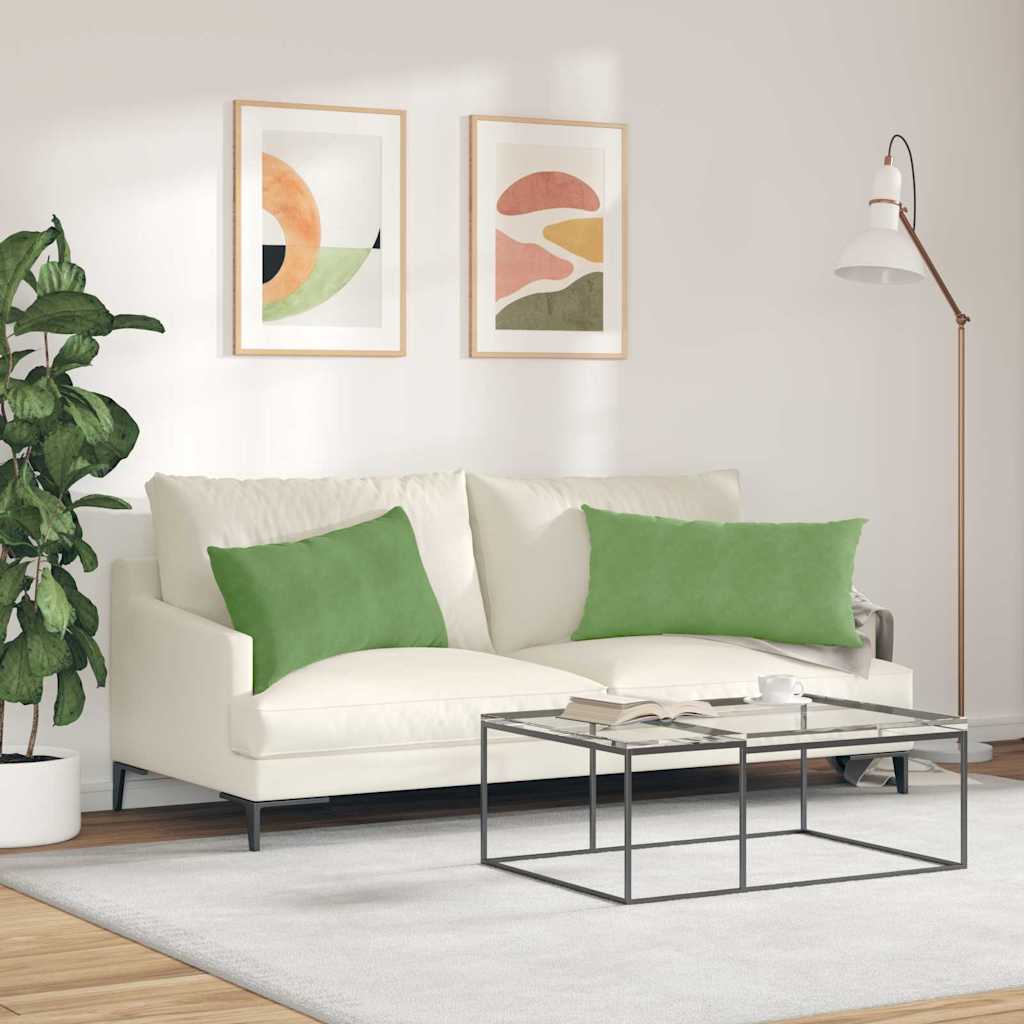 Sofapuder 2 pcs Lys grøn 80 x 40 cm Velourstof