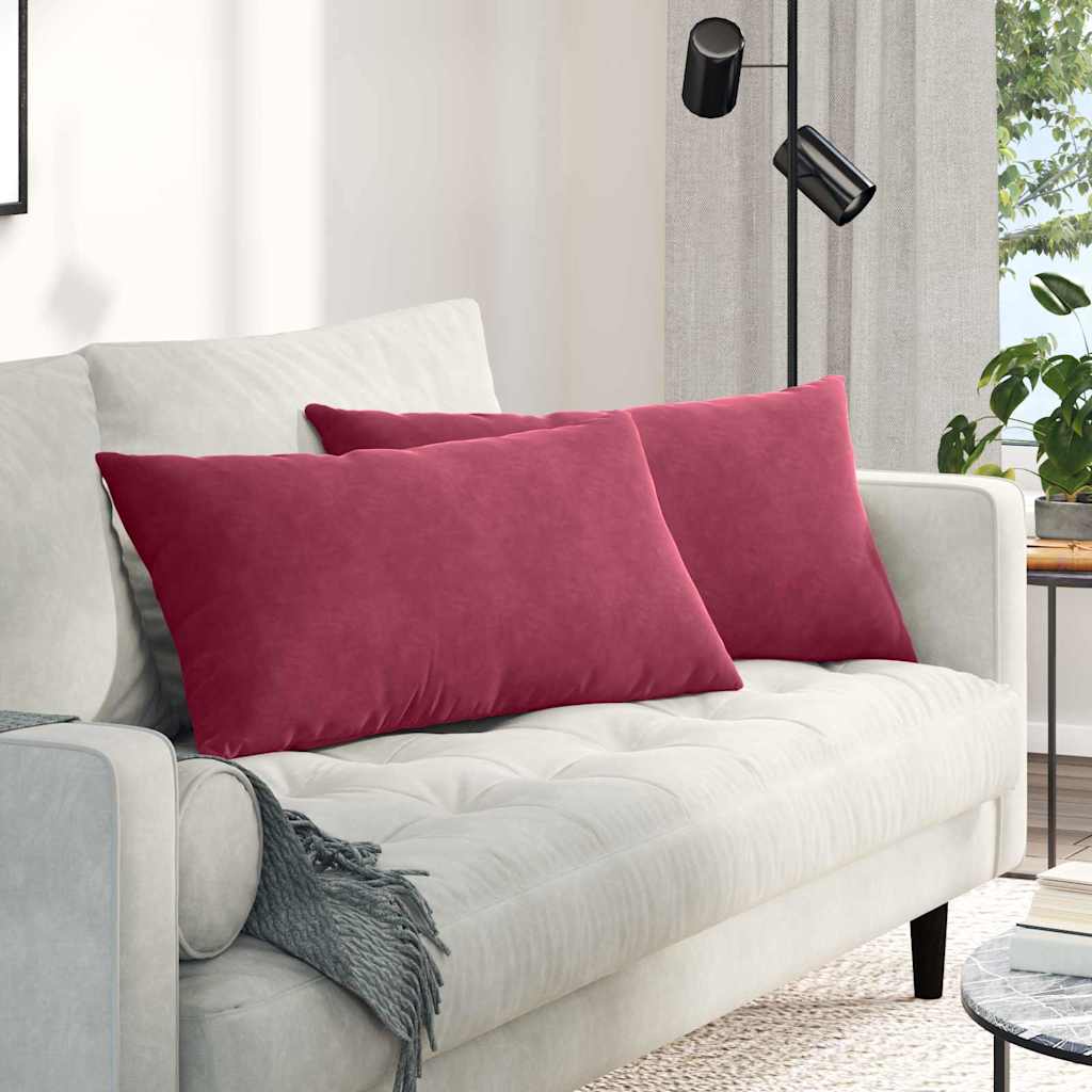 Sofapuder 2 pcs Vinrød 80 x 40 cm Velourstof