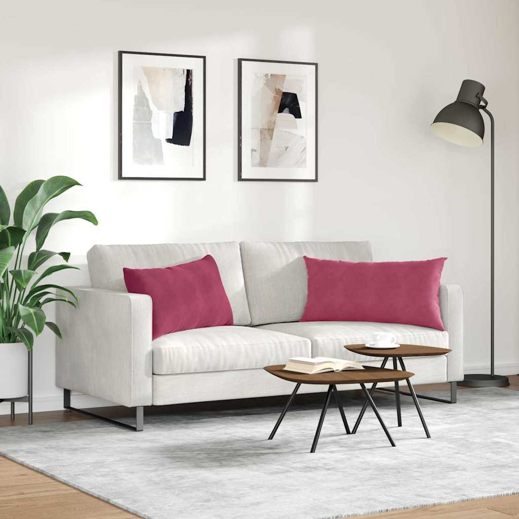 Sofapuder 2 pcs Vinrød 80 x 40 cm Velourstof