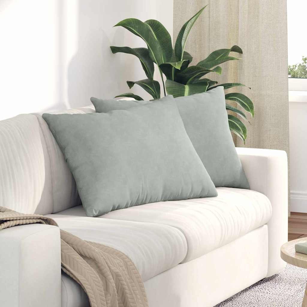 Sofapuder 2 pcs Lysegrå 70 x 50 cm Velourstof