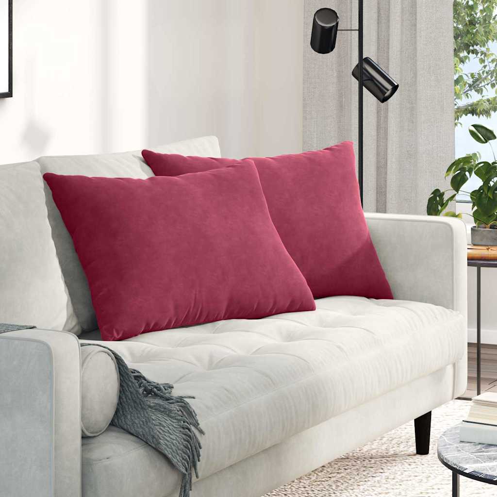 Sofapuder 2 pcs Vinrød 70 x 50 cm Velourstof
