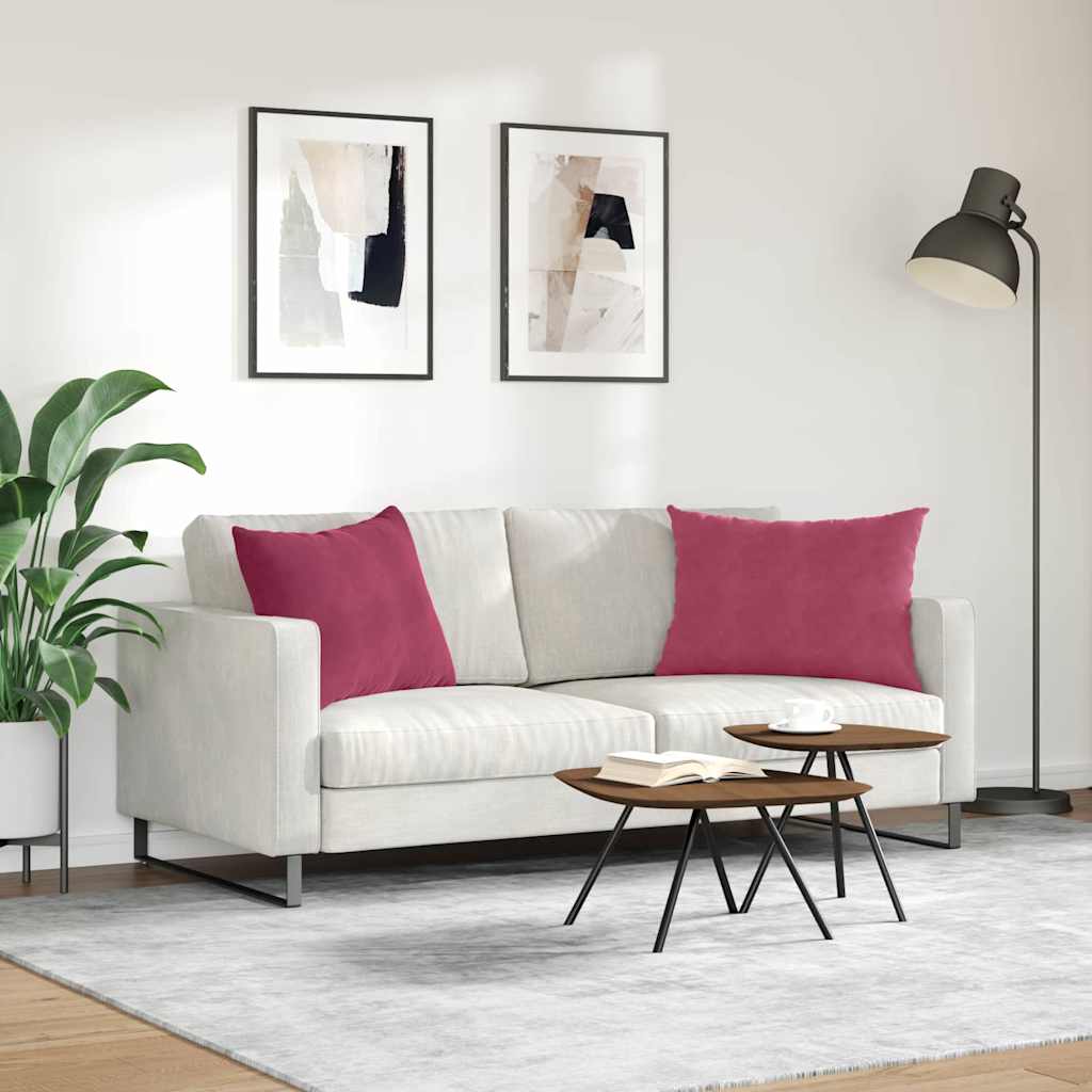 Sofapuder 2 pcs Vinrød 70 x 50 cm Velourstof