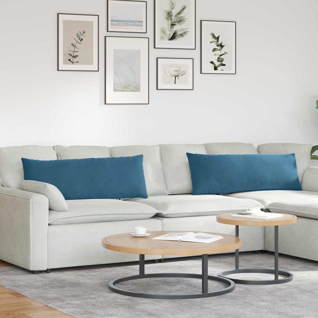 Sofapuder 2 pcs Blå 120 x 40 cm Velourstof