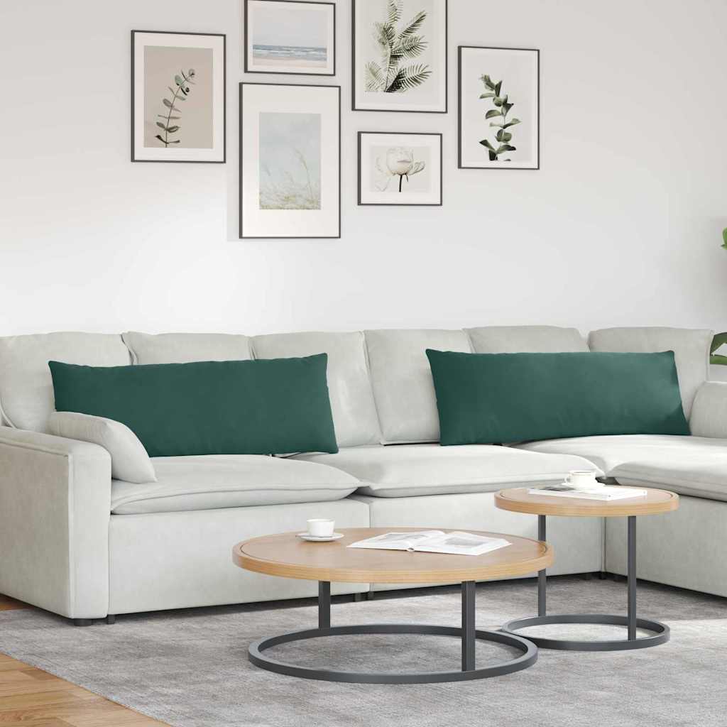 Sofapuder 2 pcs Mørkegrøn 120 x 40 cm Velourstof