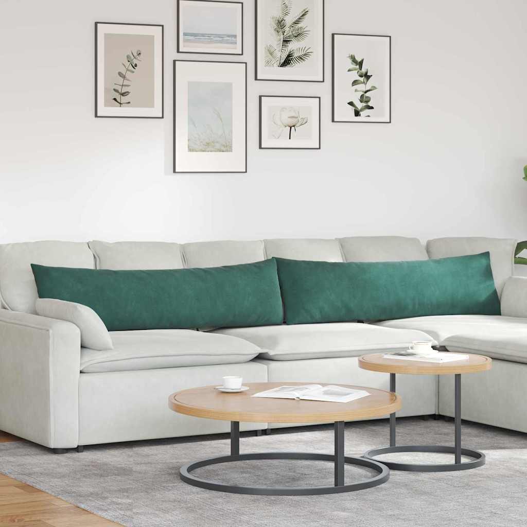 Sofapuder 2 pcs Mørkegrøn 145 x 40 cm Velourstof