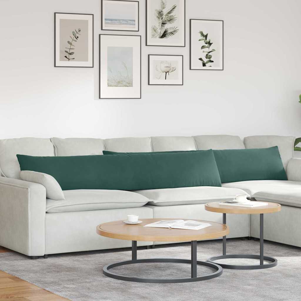 Sofapuder 2 pcs Mørkegrøn 200 x 40 cm Velourstof