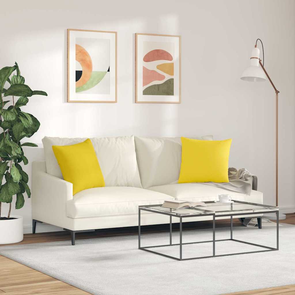 Sofapuder 2 stk. Stof Lys Gul 45 x 45 cm