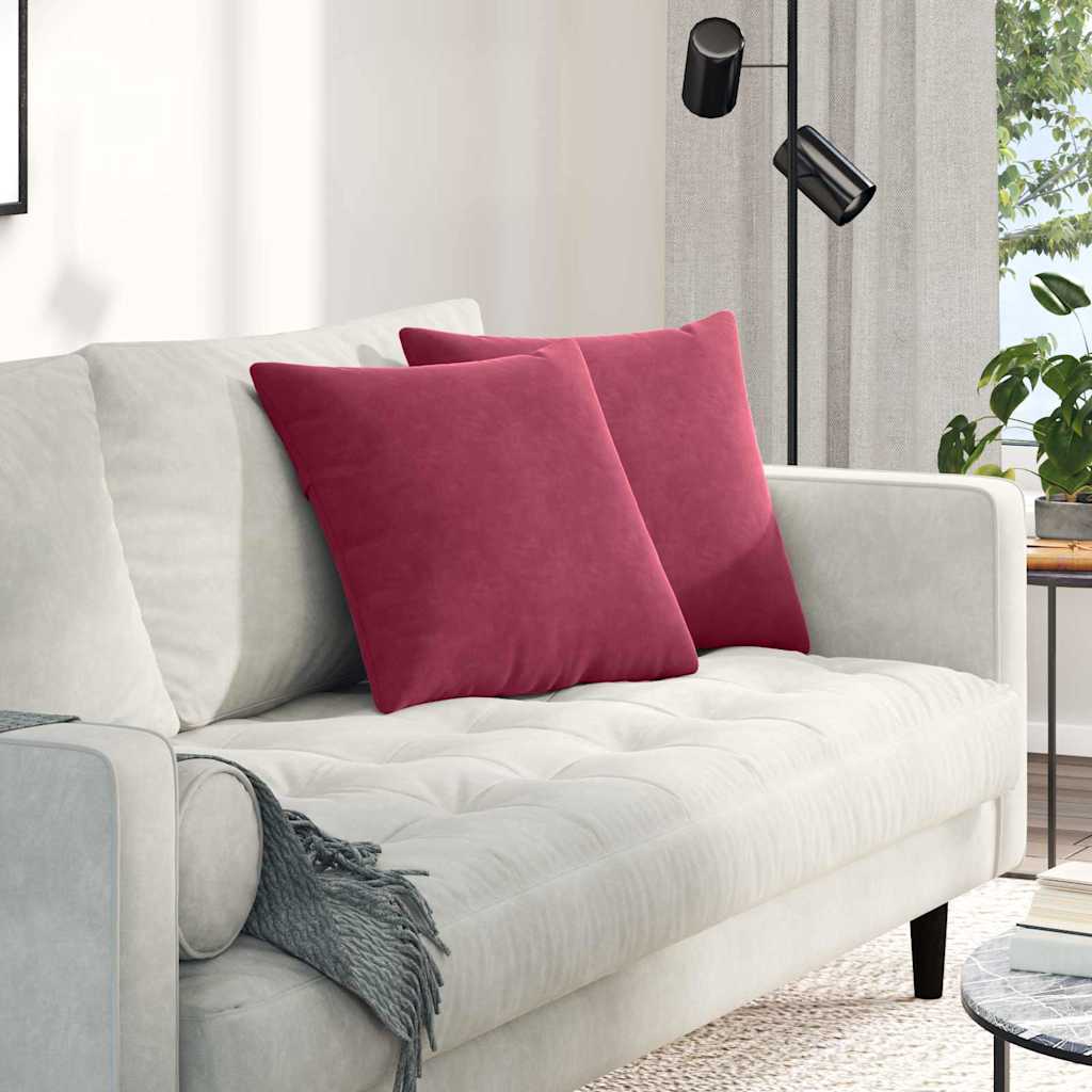 Sofapuder 2 pcs Vinrød 45 x 45 cm Velourstof