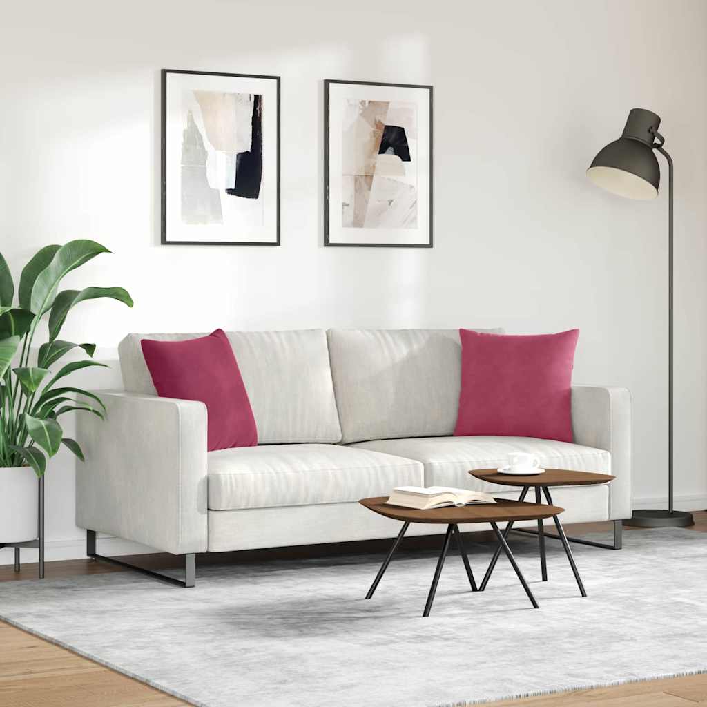 Sofapuder 2 pcs Vinrød 45 x 45 cm Velourstof