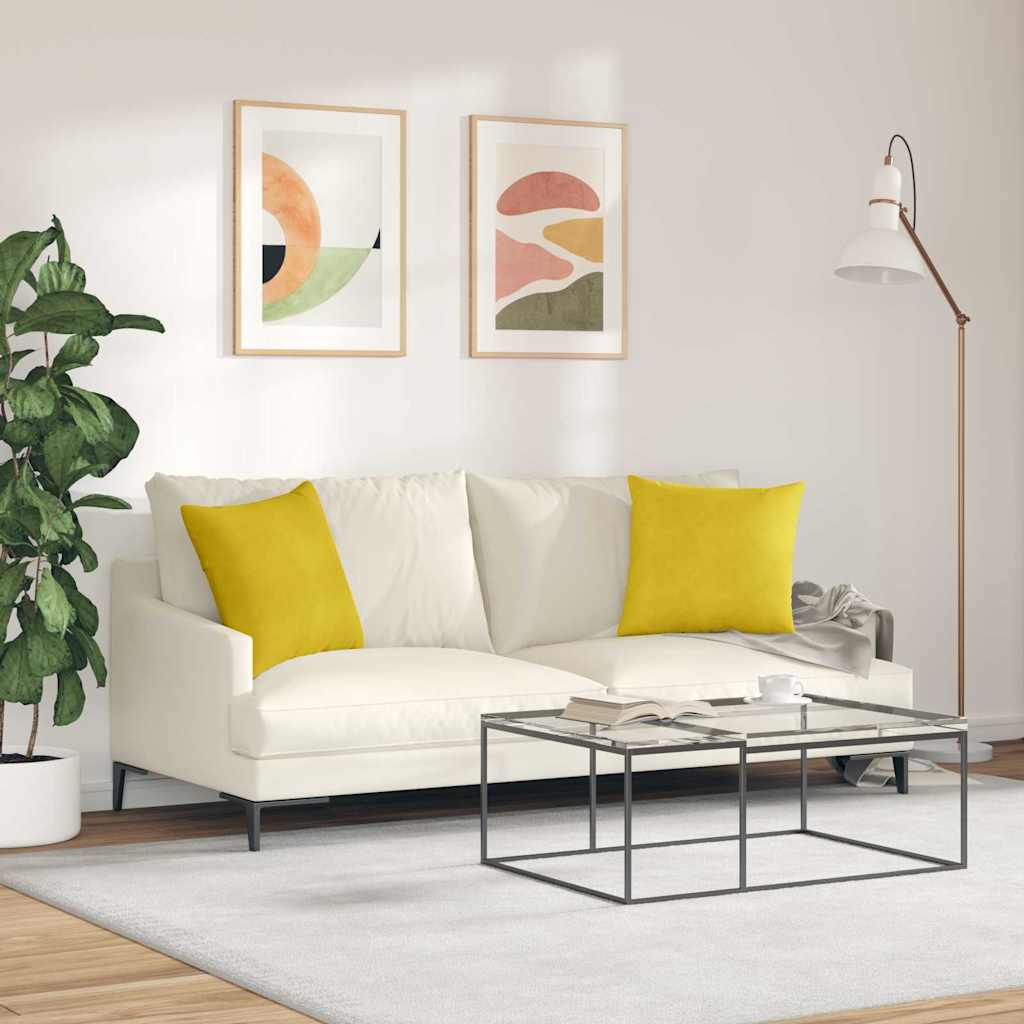 Sofapuder 2 pcs Gul 45 x 45 cm Velourstof