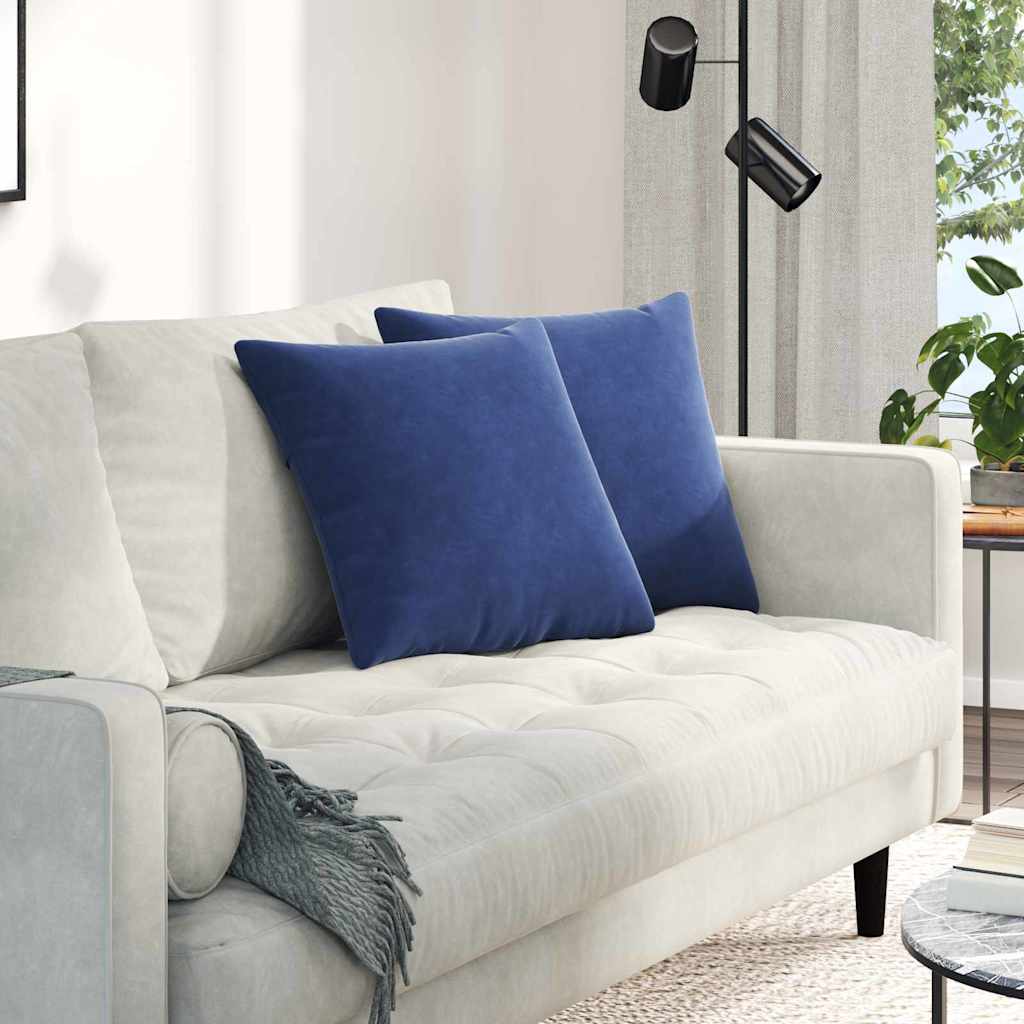 Sofapuder 2 pcs Politi blå 45 x 45 cm Velourstof