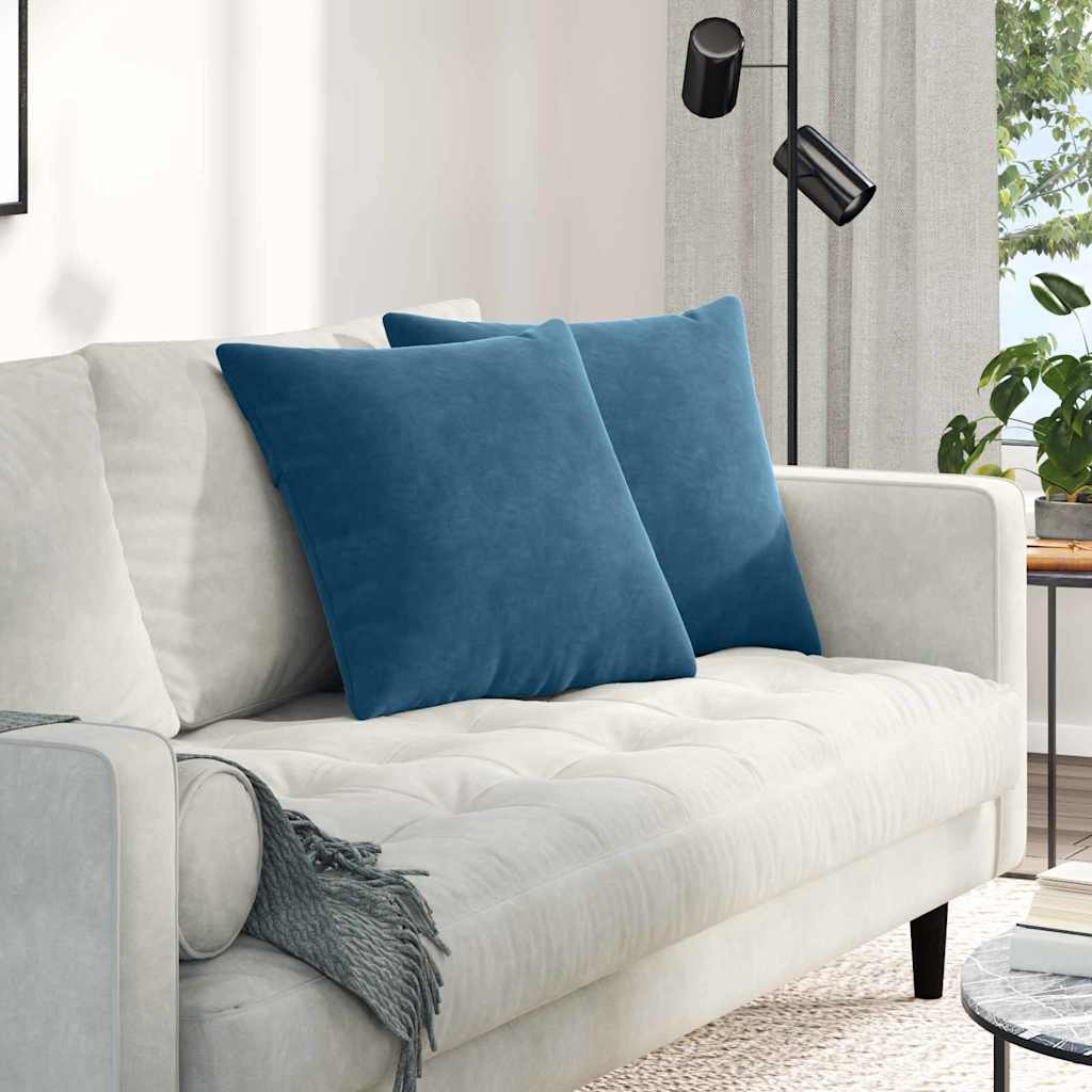 Sofapuder 2 pcs Blå 50 x 50 cm Velourstof