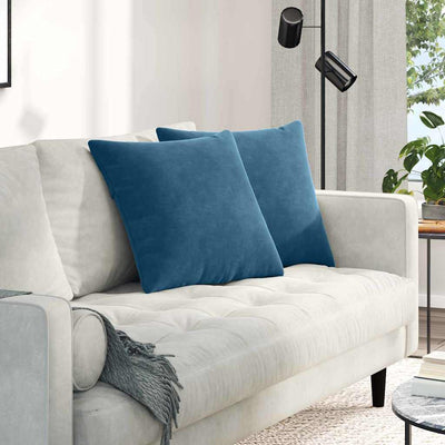 Sofapuder 2 pcs Blå 50 x 50 cm Velourstof