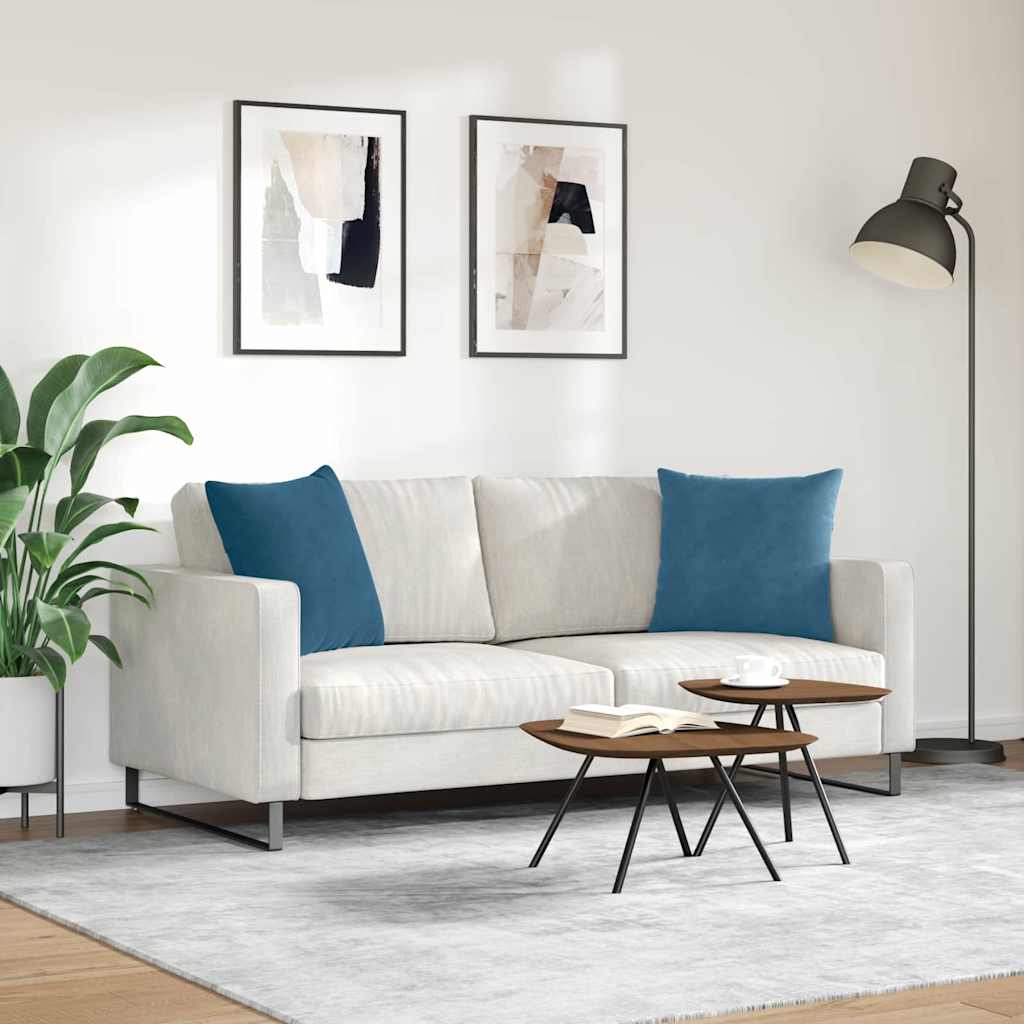 Sofapuder 2 pcs Blå 50 x 50 cm Velourstof