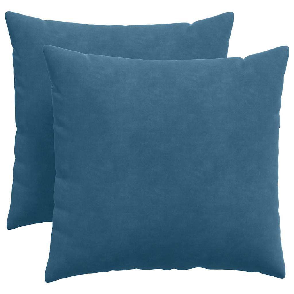 Sofapuder 2 pcs Blå 50 x 50 cm Velourstof