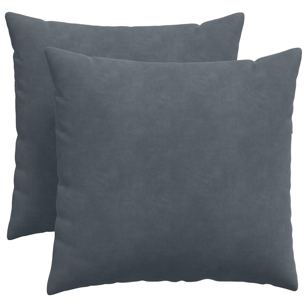 Sofapuder 2 pcs Mørkegrå 50 x 50 cm Velourstof