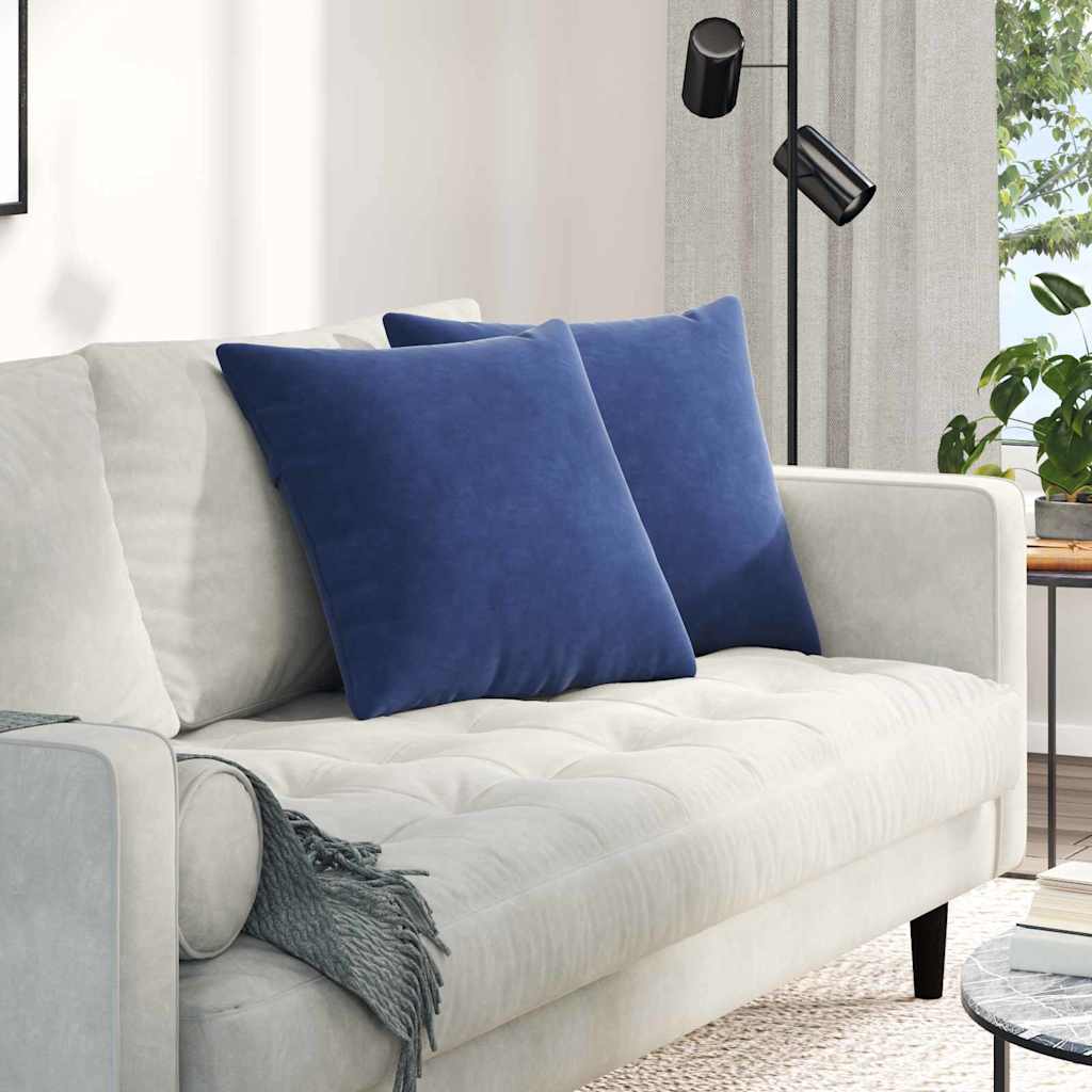 Sofapuder 2 pcs Politi blå 50 x 50 cm Velourstof